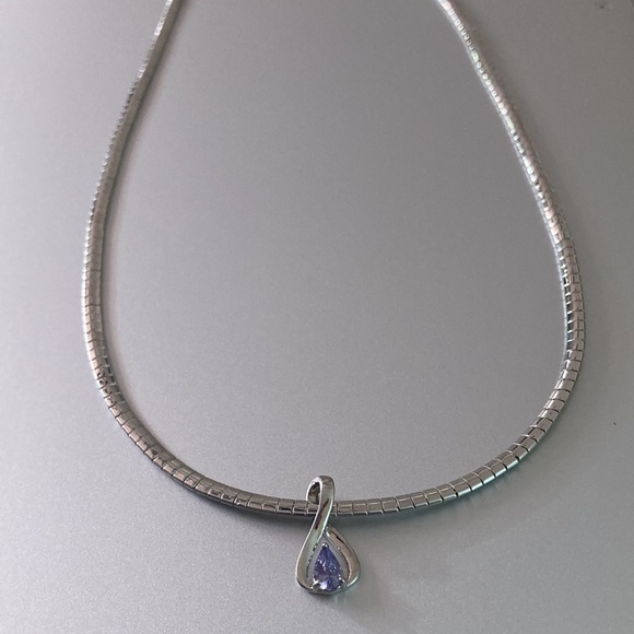 NWOT - Safi Kilima Omega Chain Necklace & Pear Shaped Tanzanite Slide Pendant* - Picture 5 of 12